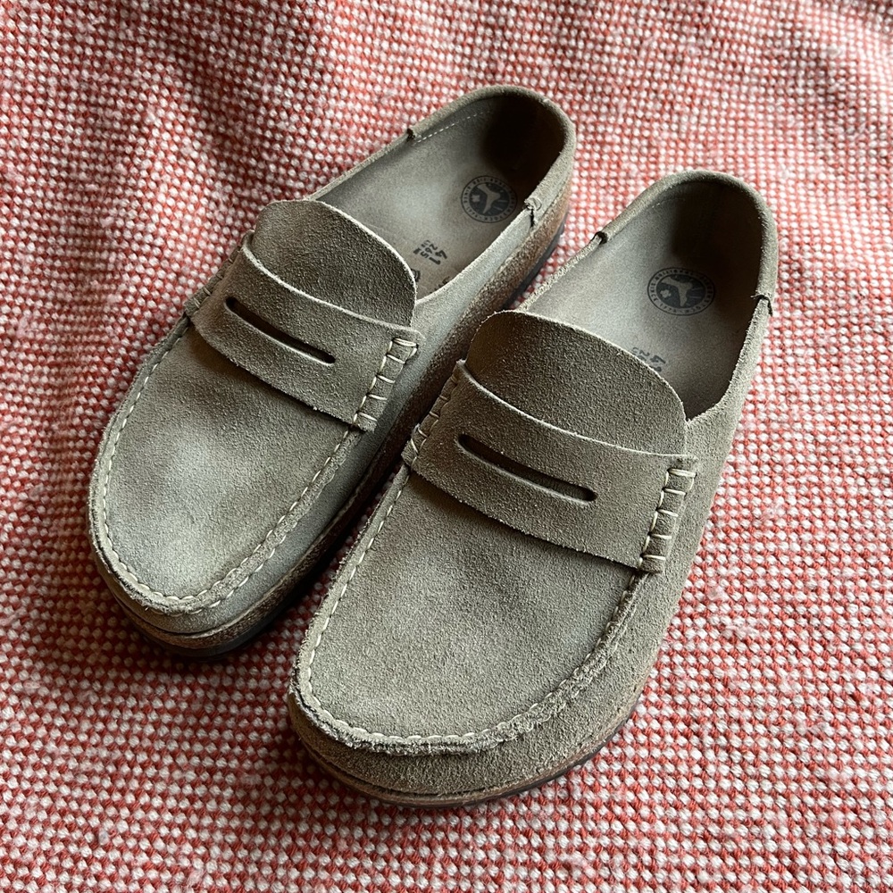 Birkenstock Naples Taupe Suede Loafers 41 Regular Width